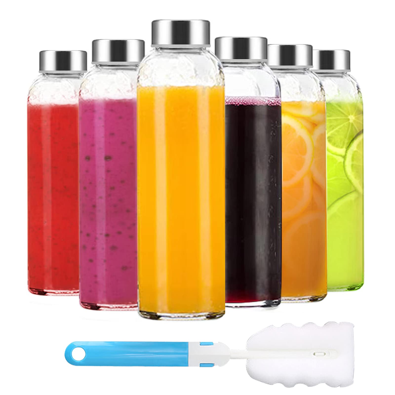 Luxfuel botella de vidrio claro 18 oz con tapa, ideal para agua diaria en casa