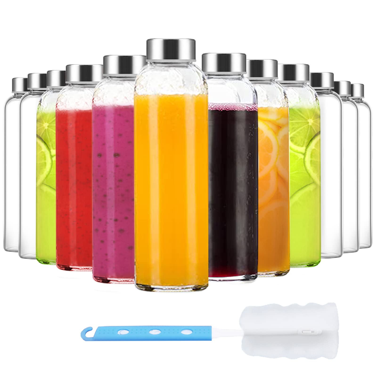 Luxfuel botella de vidrio 18 oz con tapa de acero inoxidable y cierre hermético