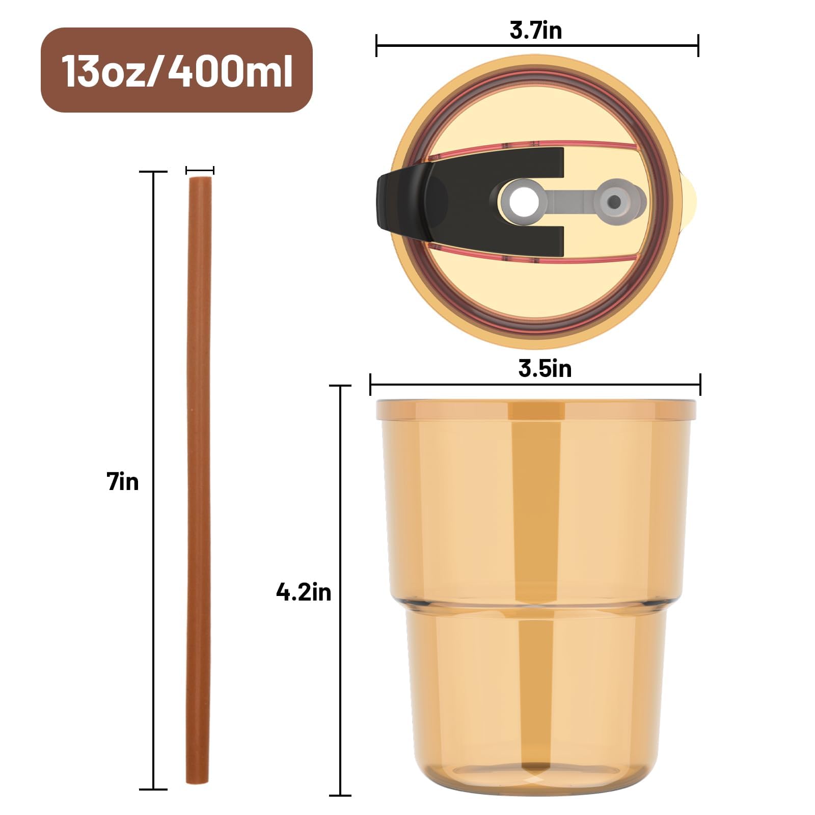 Tapa hermética Luxfuel para vaso de vidrio ámbar, transporte seguro.