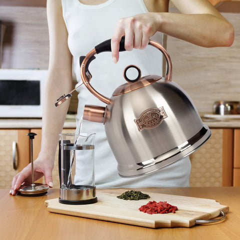 Hervidor LuxGrace compatible con cocinas de inducción, gas y eléctrica para mayor versatilidad.