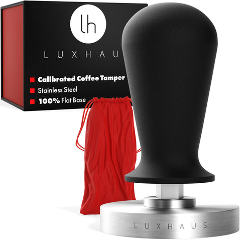 LuxHaus apisonador espresso 53mm con base plana de acero inoxidable para extracción estable.