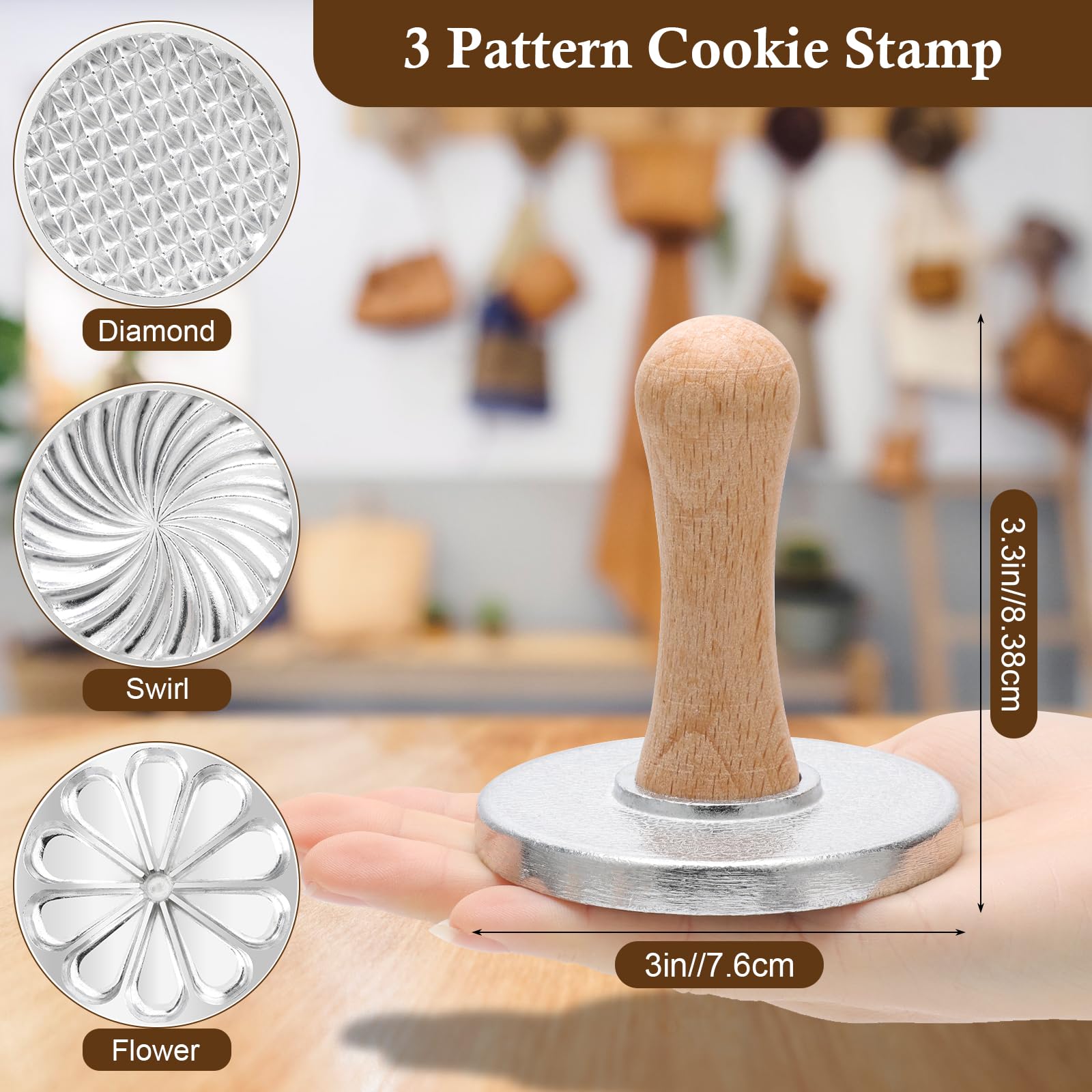 Luxiv mango de madera para repujado en galletas, diseño cómodo para manos.