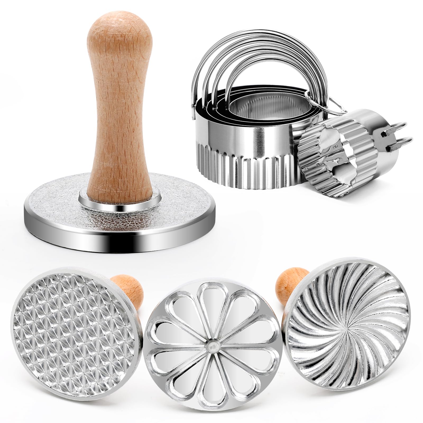 Luxiv tres moldes de metal para galletas, patrones versátiles de repostería.