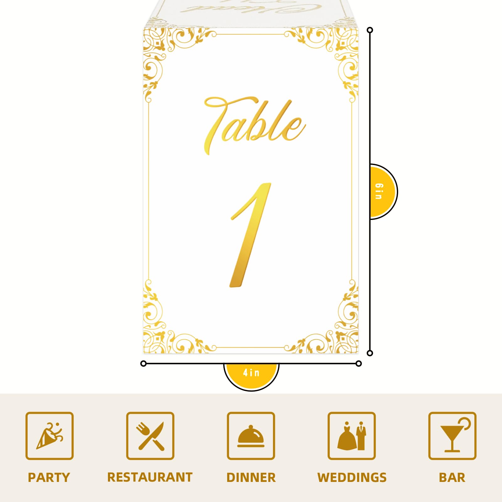 Números de mesa para bodas con encabezado y mesa de regalo.