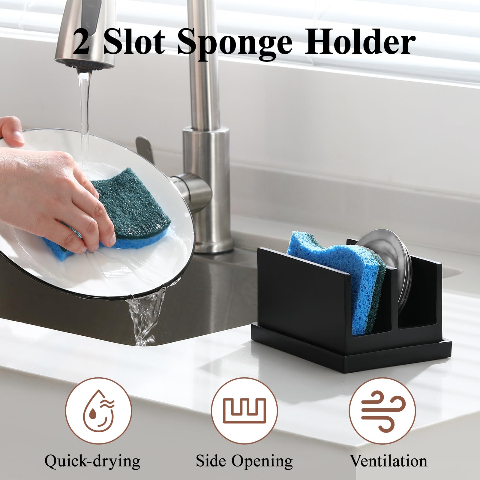 Luxspire portaesponjas con bandeja de drenaje desmontable para encimera seca