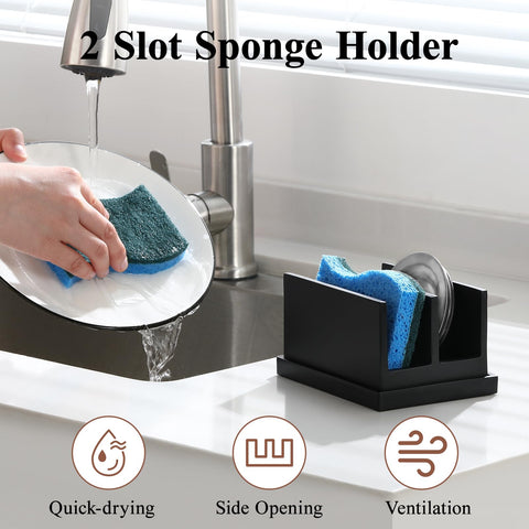 Luxspire portaesponjas con bandeja de drenaje desmontable para encimera seca