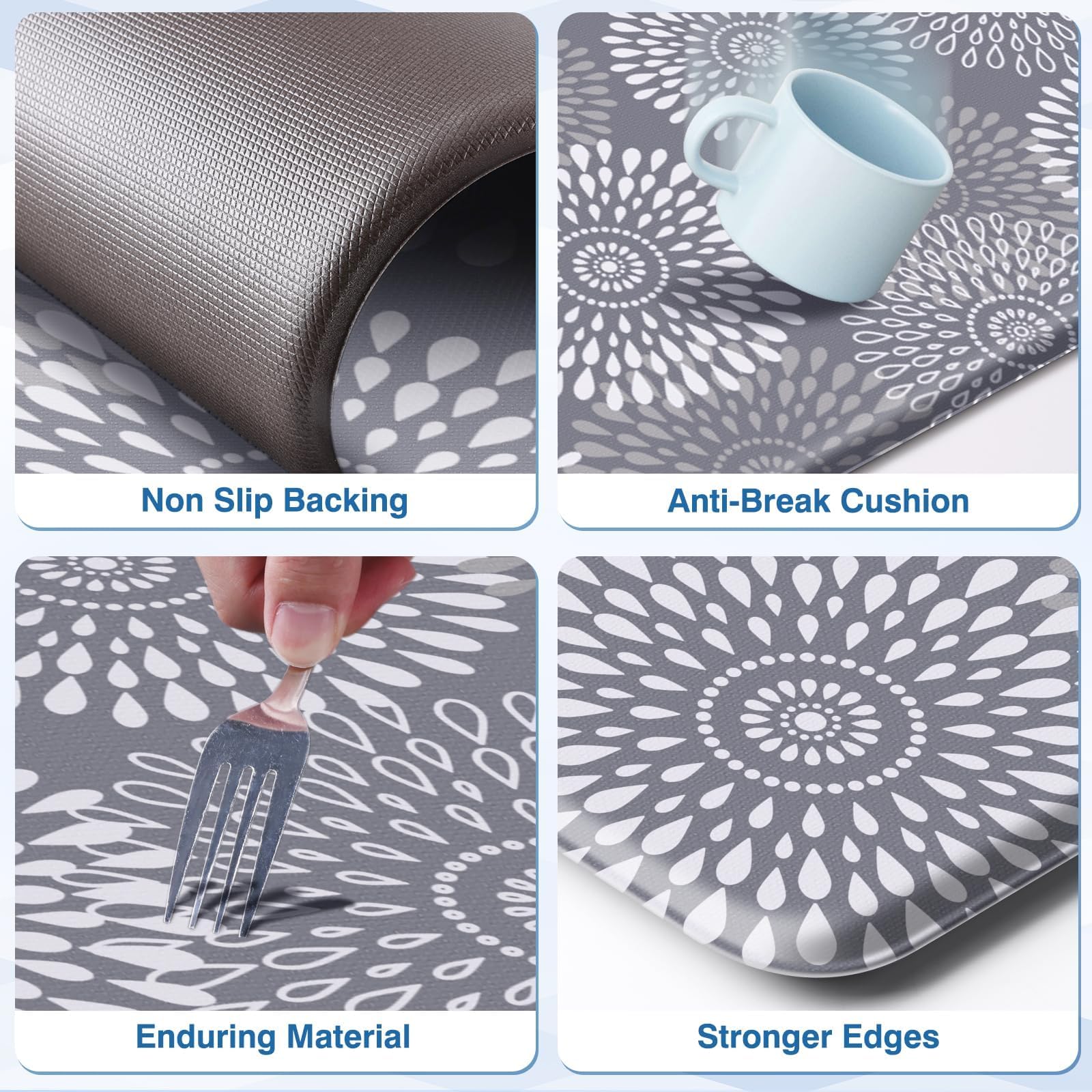 LuxStep alfombra gris de cocina con diseño clásico para cualquier decoración.