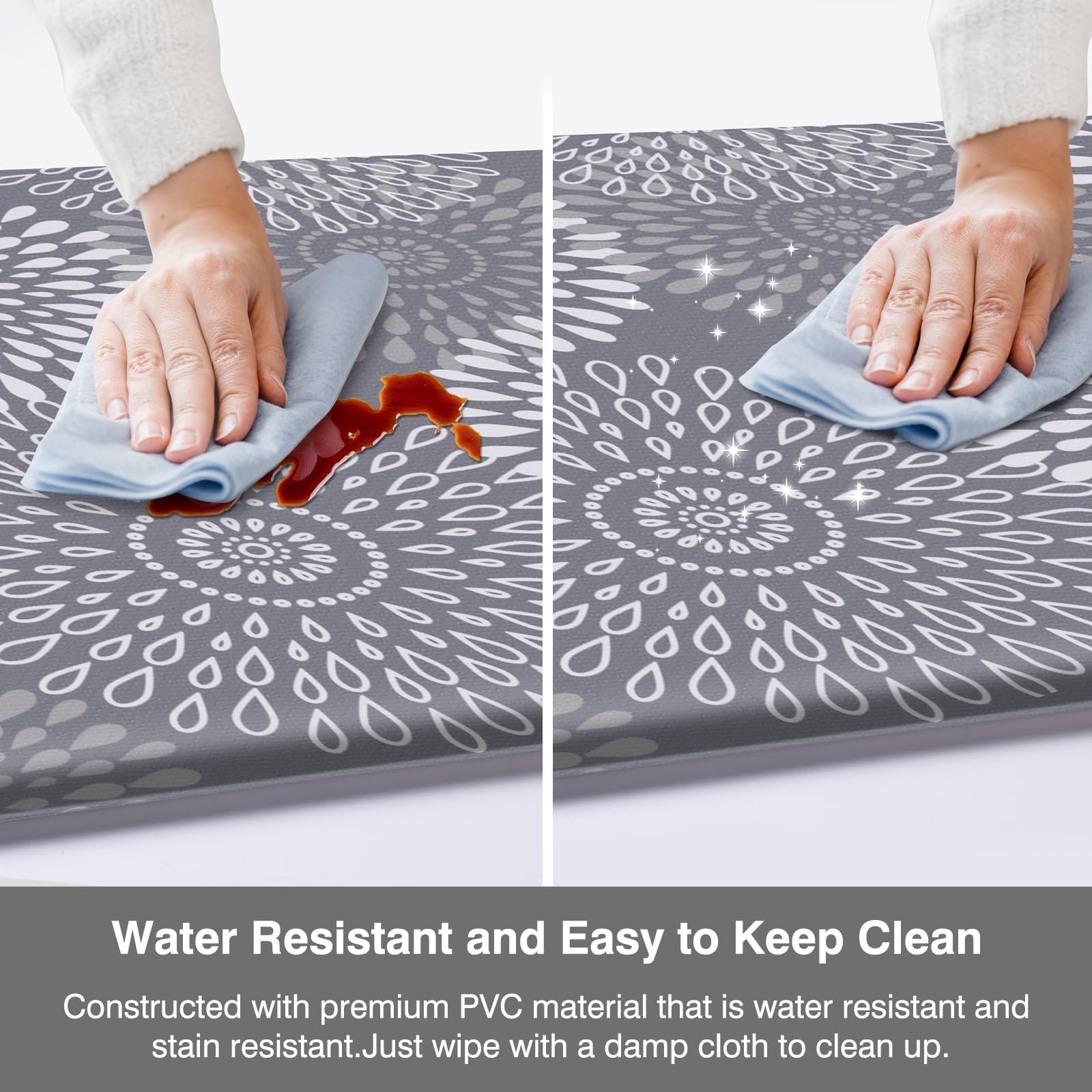 LuxStep alfombra de cocina uso versátil sobre azulejos, madera y cerámica.