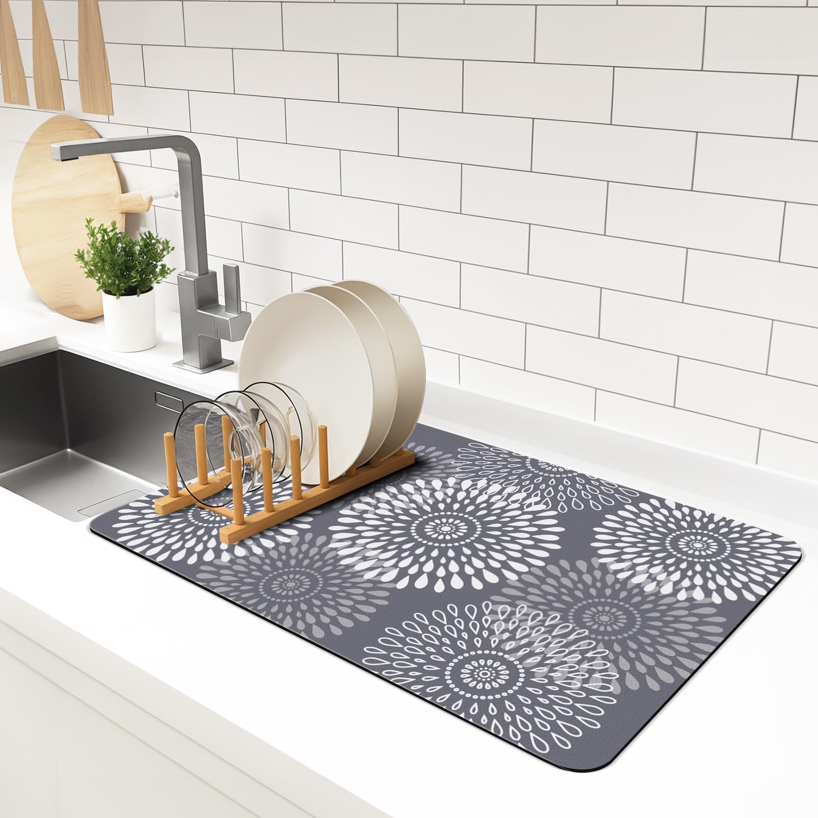 LuxStep alfombra secado platos absorbe agua para encimeras secas y ordenadas