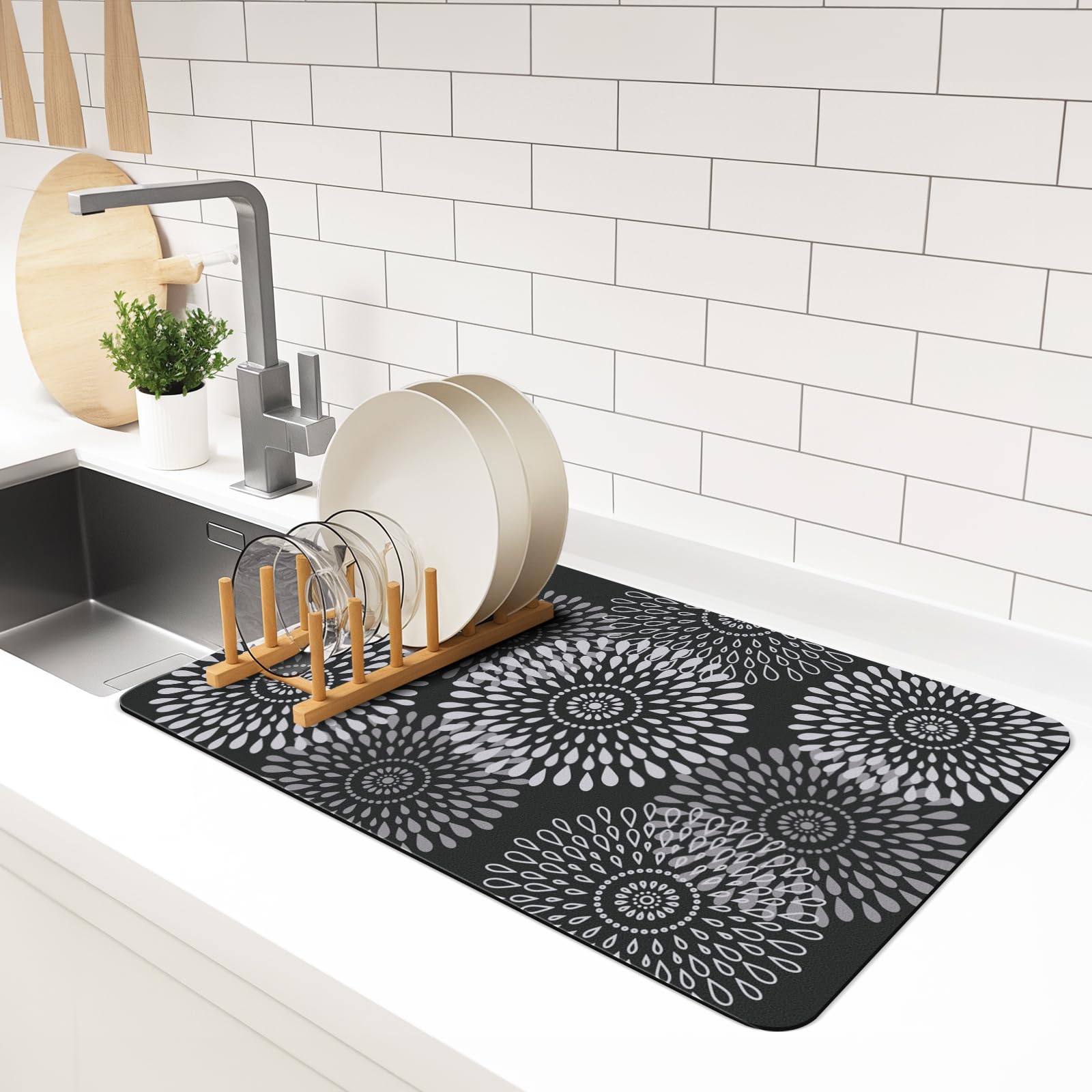 LuxStep alfombrilla secado platos absorbente para mantener la encimera seca.