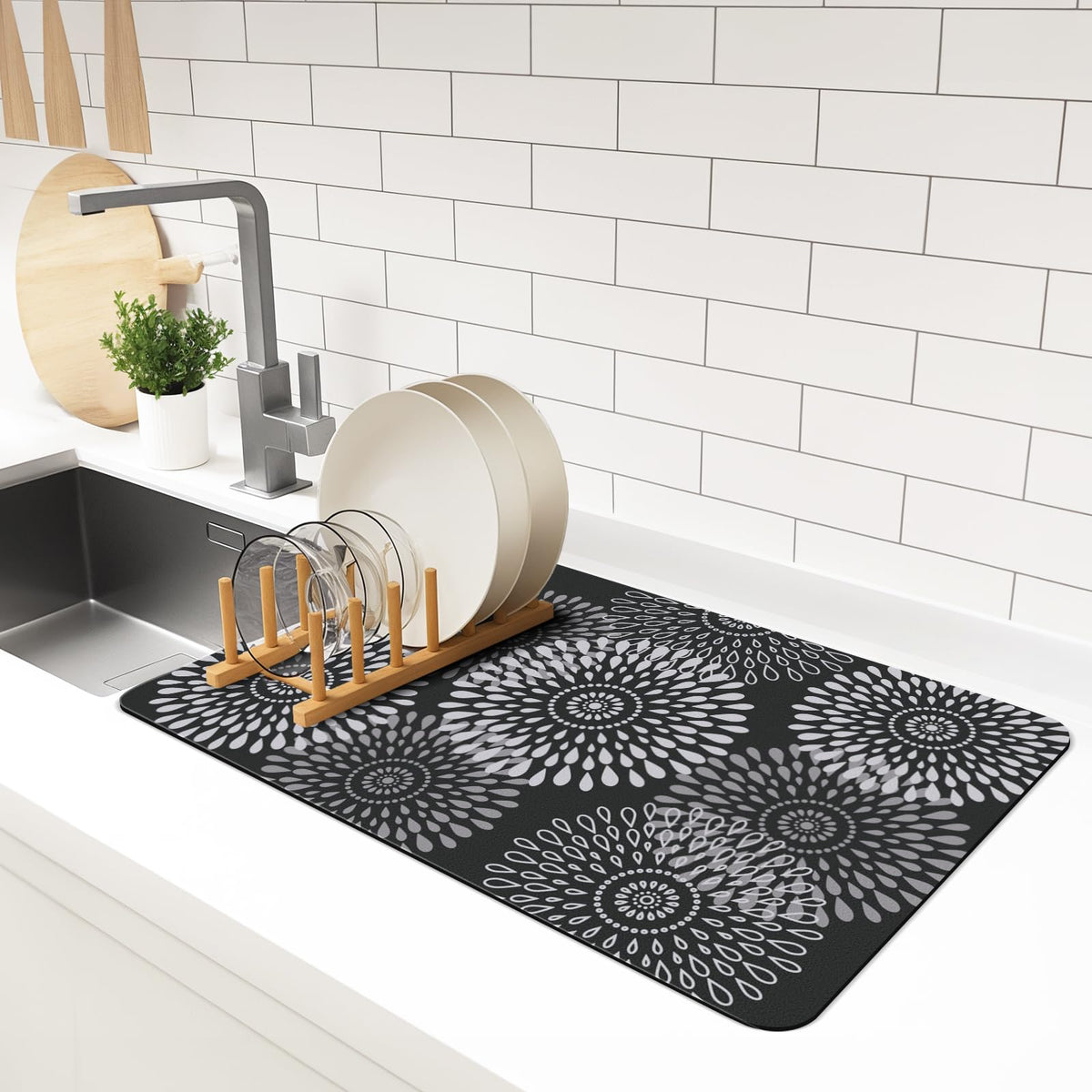 LuxStep alfombrilla secado platos absorbente para mantener la encimera seca.