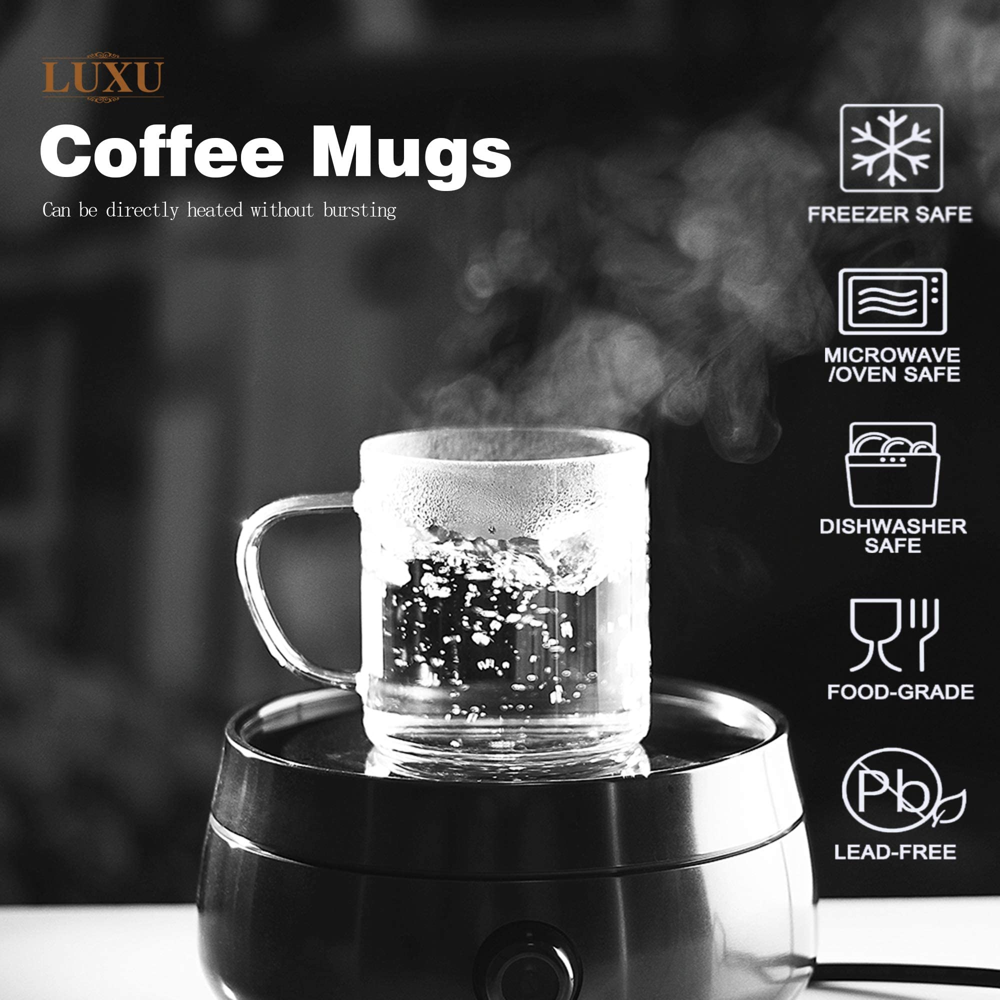Luxu taza cristal apta para lavavajillas, limpieza fácil y rápida.