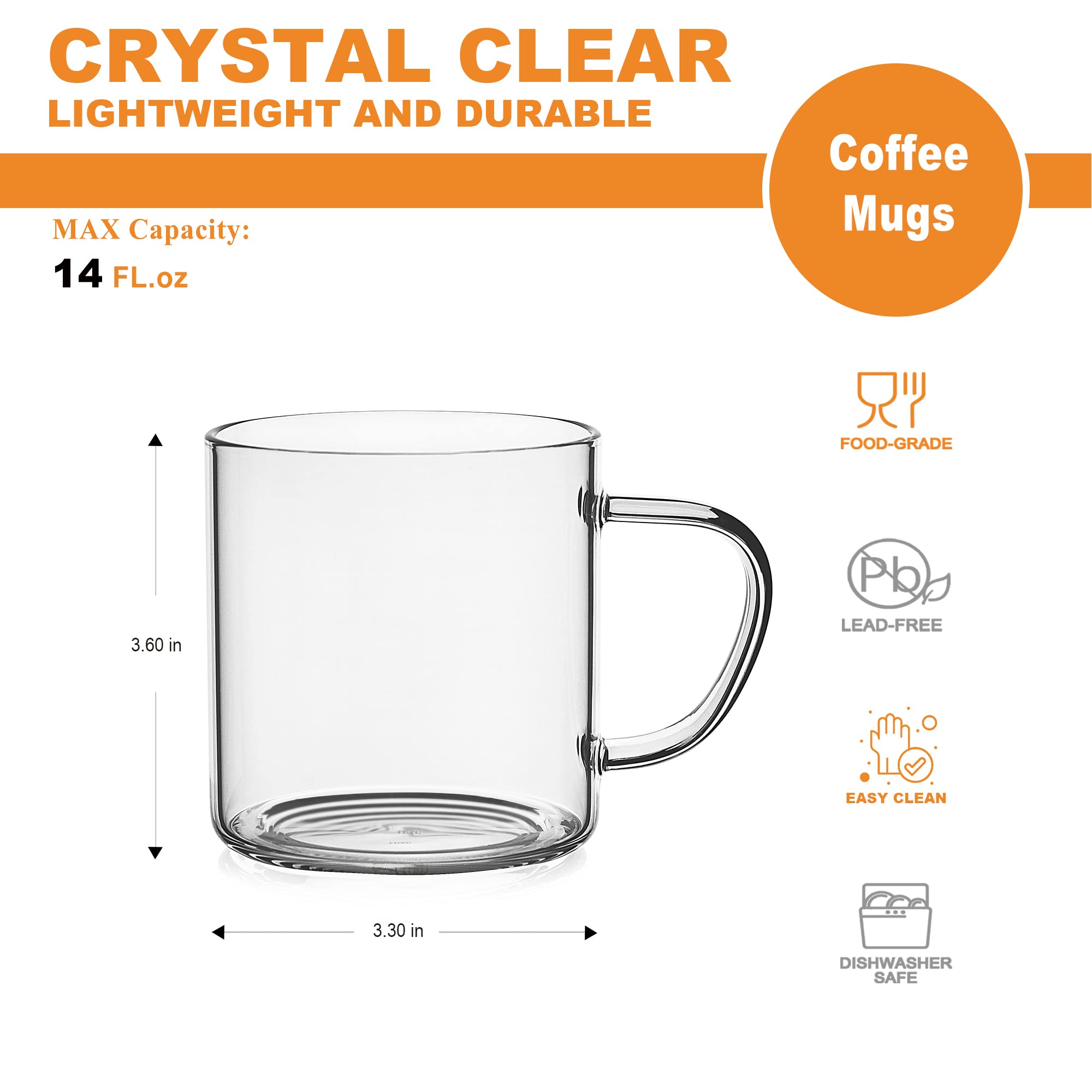 Luxu taza cristal ergonómica y estable, uso diario seguro y cómodo.