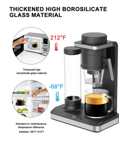 Luxu taza café cristal lateral, diseño limpio y agarre cómodo.
