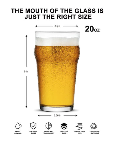 Vaso LUXU de pinta 20oz apilable y duradero para ahorro de espacio.