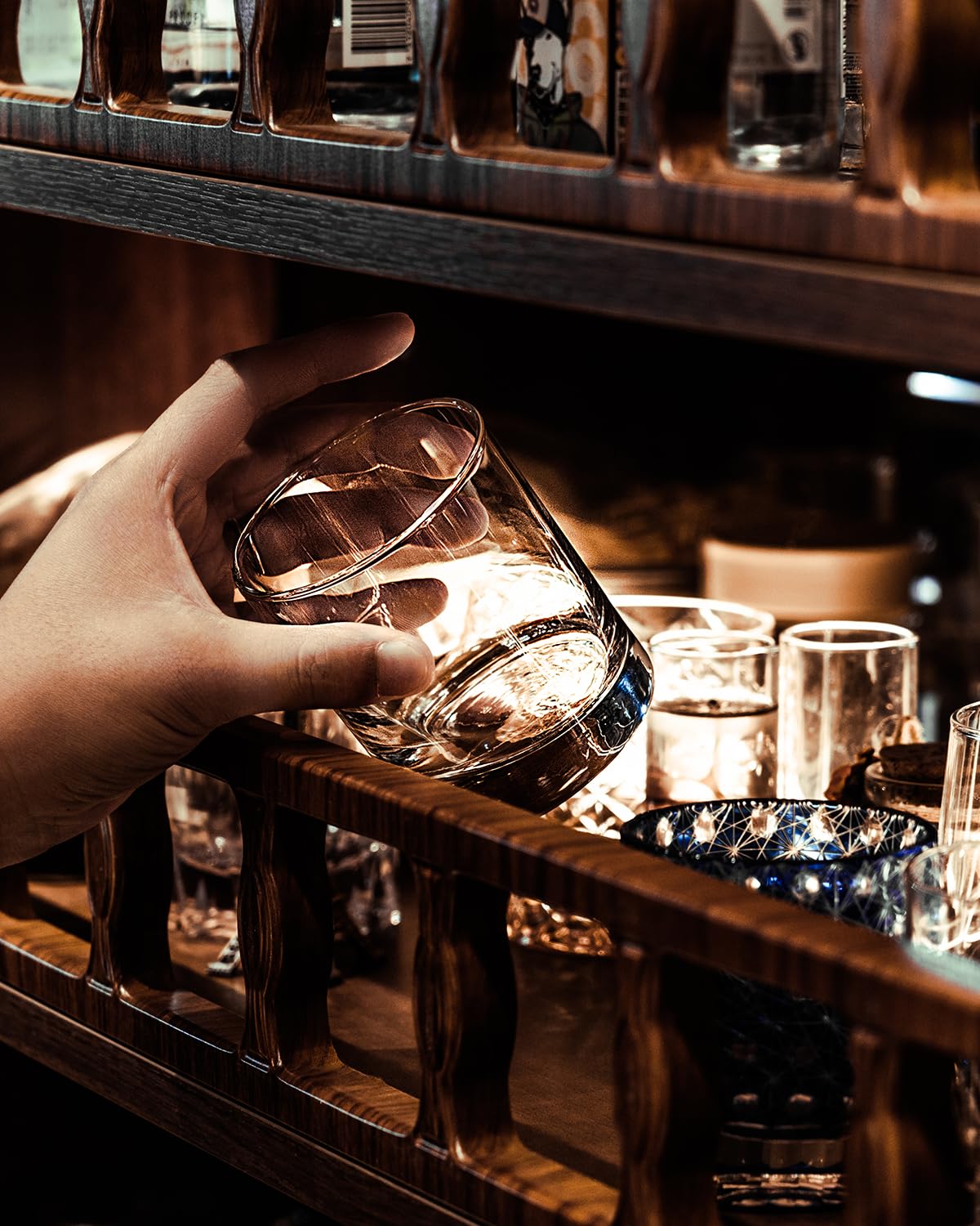 Vasos de whisky LUXU estilo roca 11 oz, diseño robusto para cócteles.