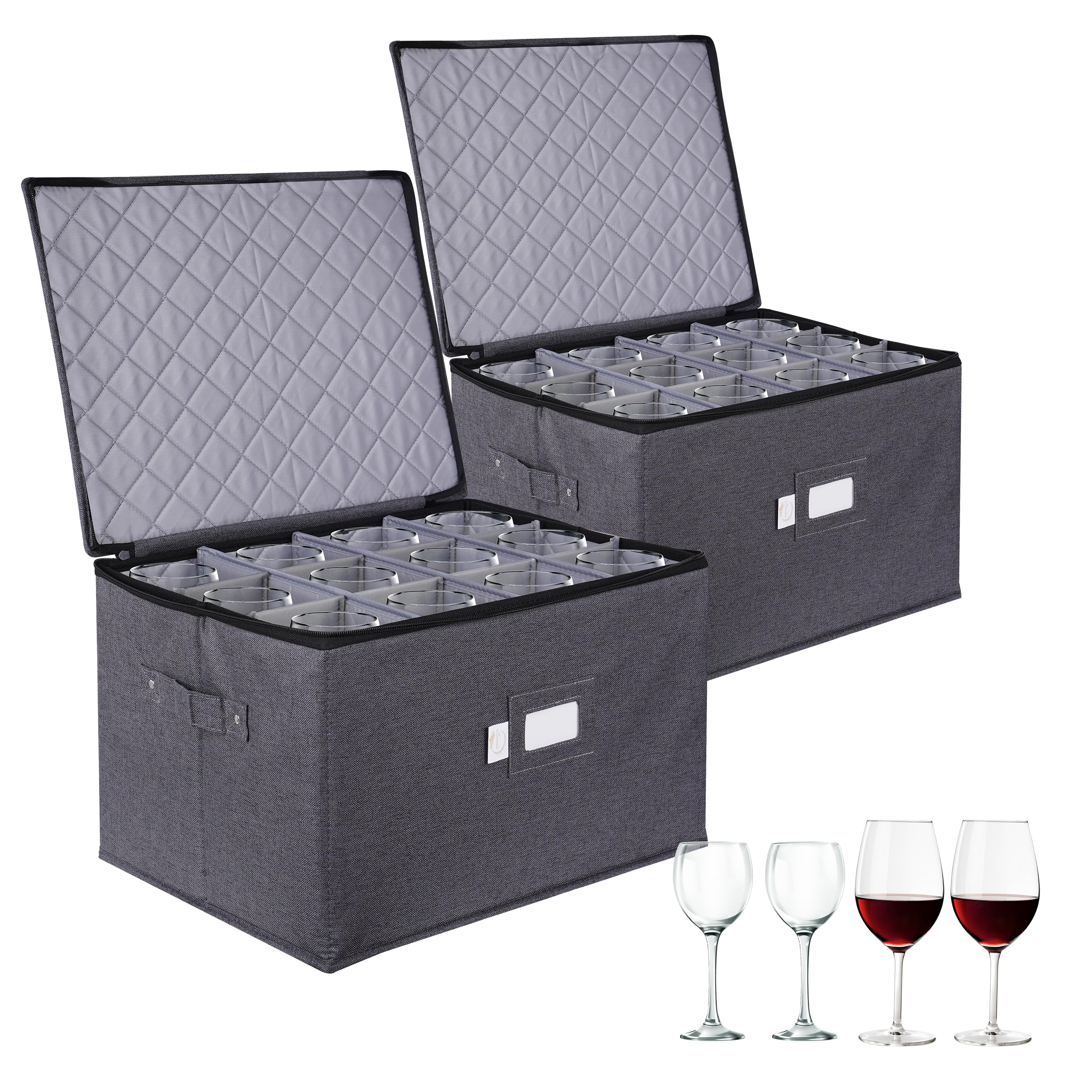 Luxula caja almacenamiento vasos de vino, 11 pulgadas, protege durante mudanzas