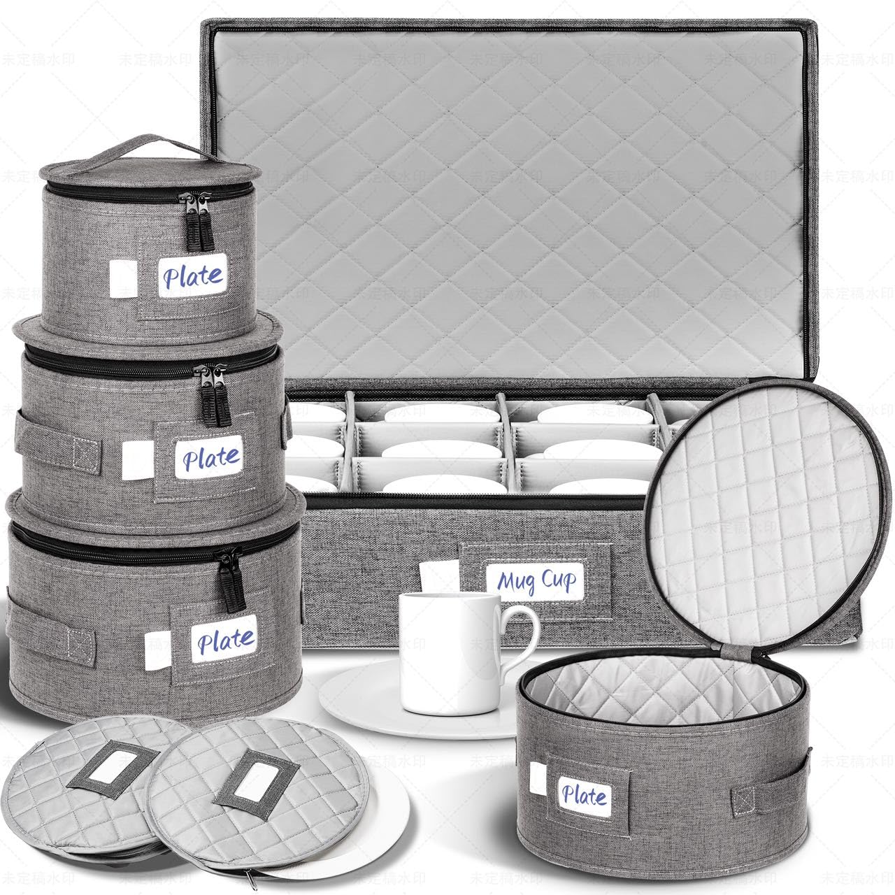 Luxula: caja dura acolchada para porcelana protege 12 platos