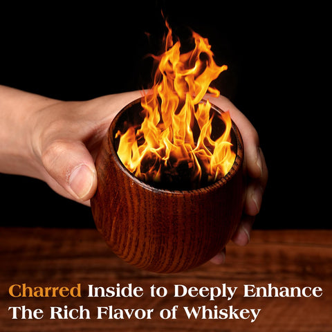 Vaso whisky LUXULISH artesanal en madera para uso diario.