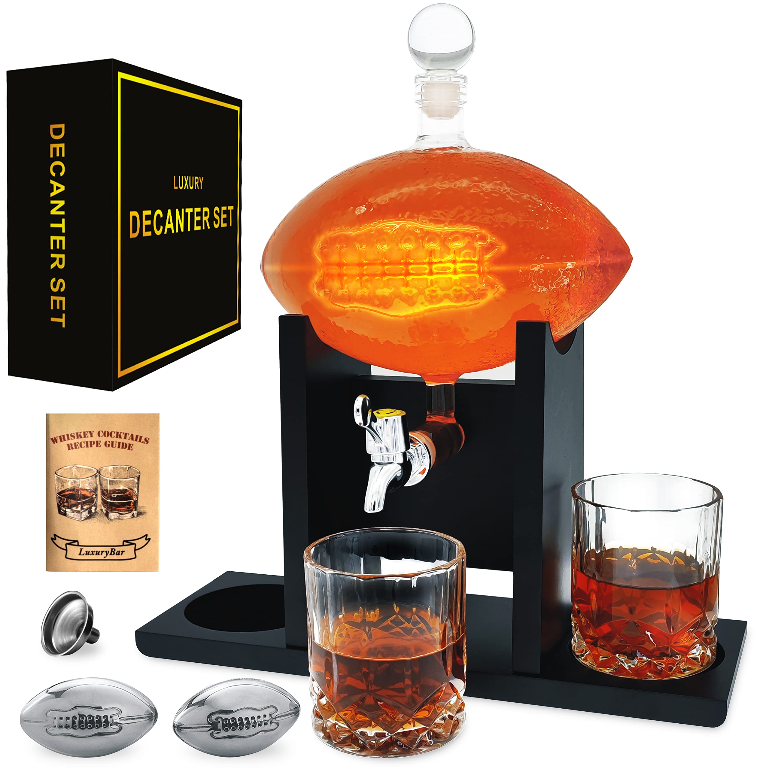 LuxuryBar decantador con diseño de fútbol para fanáticos del whisky