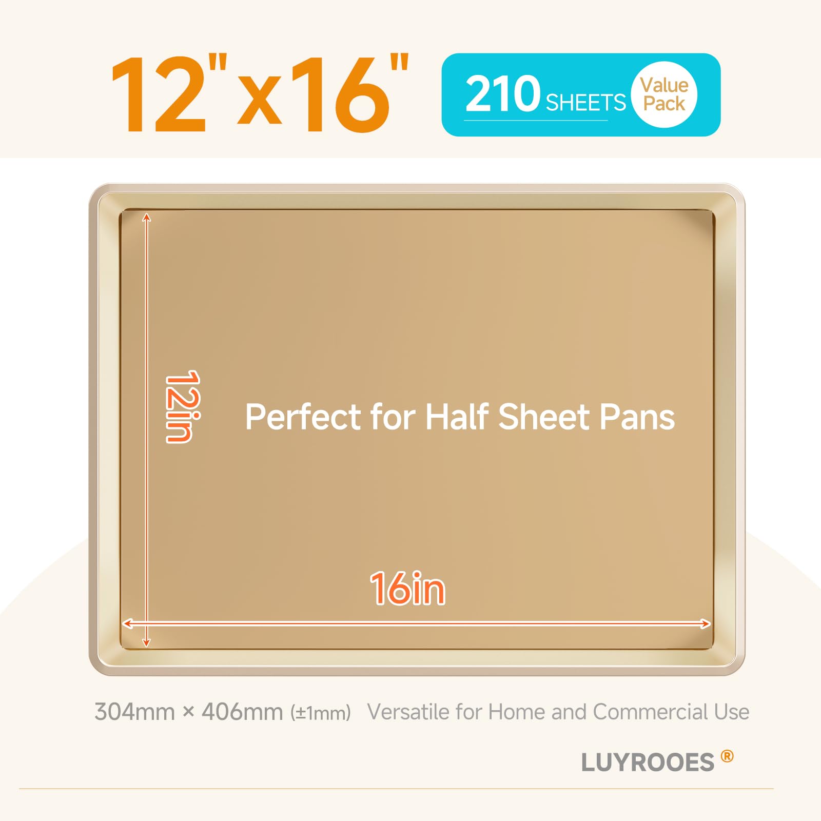 LUYROOES papel para bandejas de media hoja compatible con hornos.