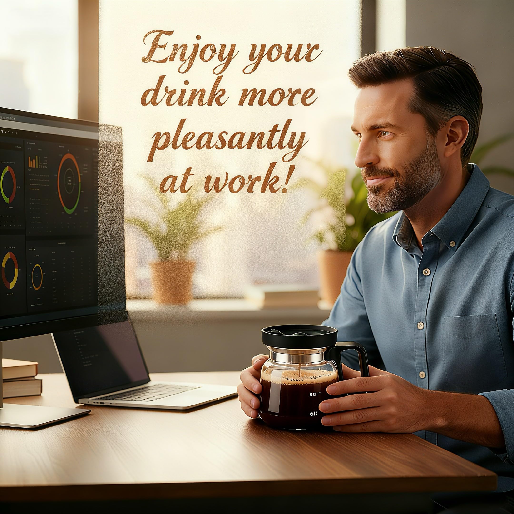 Diseño divertido de cafetera mini para alegrar la pausa del café.