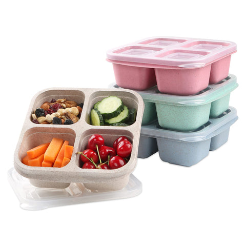 Lvcksturoge caja merienda con 4 compartimentos, ideal para meriendas escolares.