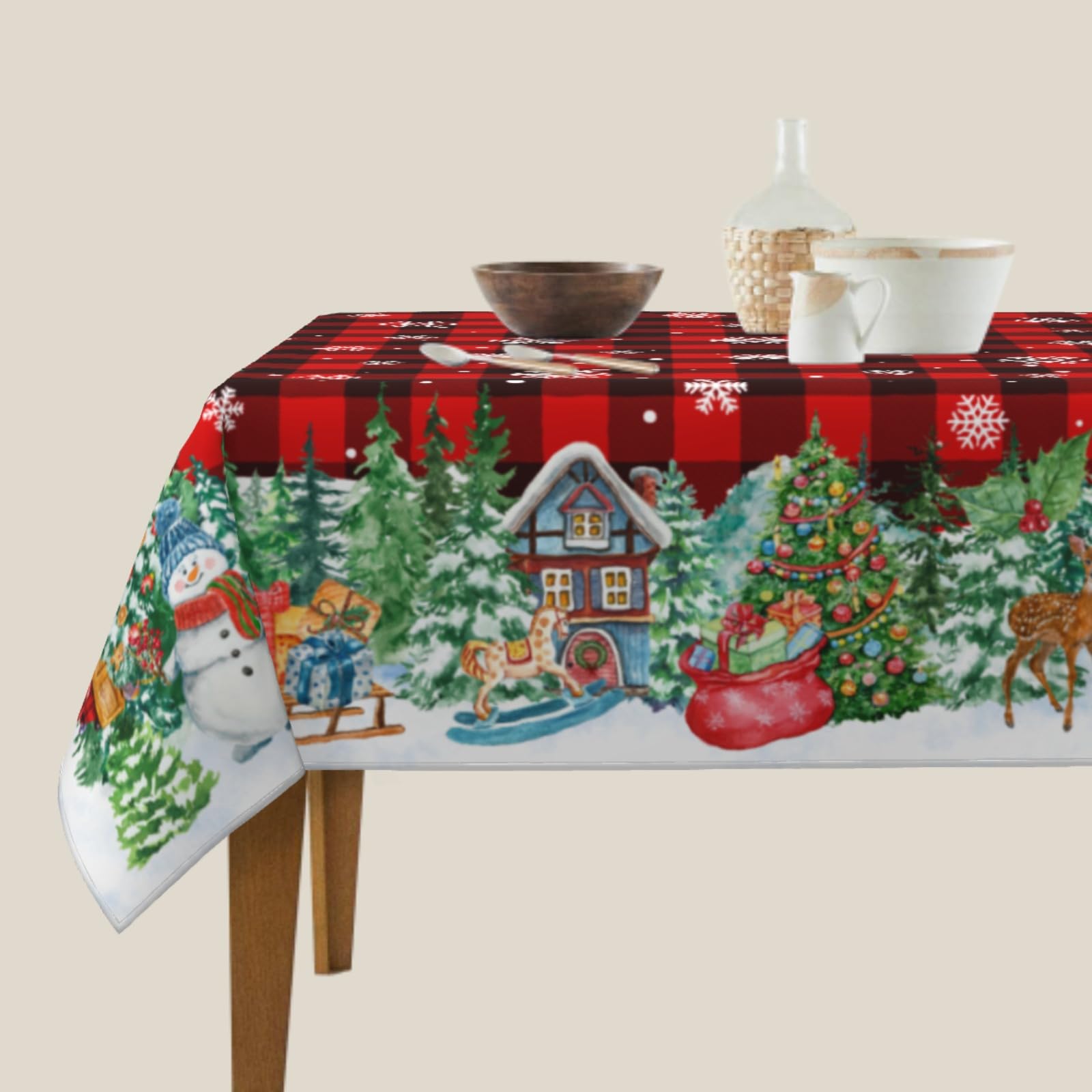 Mantel Lvhompro diseno tematico invierno, decoracion elegante para mesa.