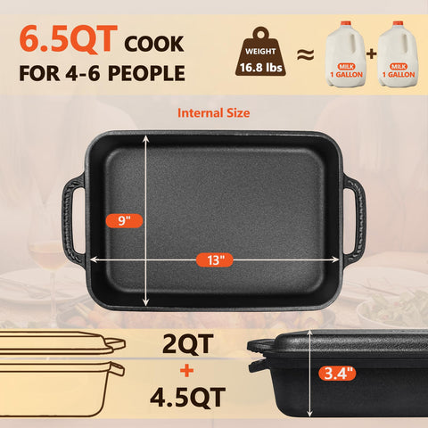 Lvmol Cazuela de hierro con calor uniforme para recetas perfectas