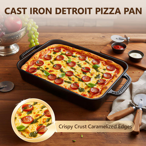 Lvmol Detroit Pizza Pan ofrece cocción uniforme para resultados consistentes.