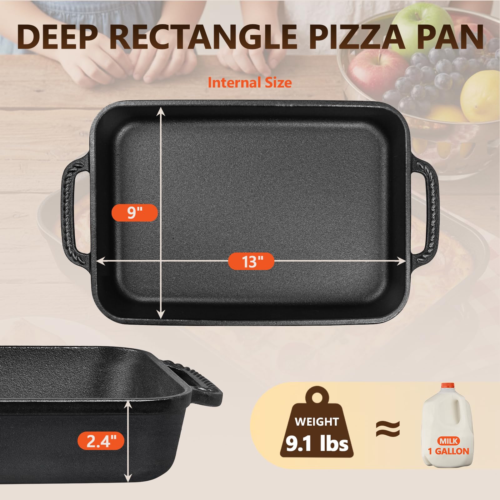Lvmol Detroit Pizza Pan sin revestimiento, cocina más saludable y fácil de limpiar.
