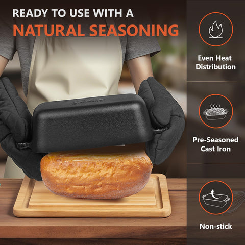 Lvmol Pan de Hierro 9-5x5 en horno, cocción uniforme para pan crujiente