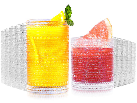 Vaso Lvtrupc Vintage Hobnail de 14oz con base estable, ideal para mesa