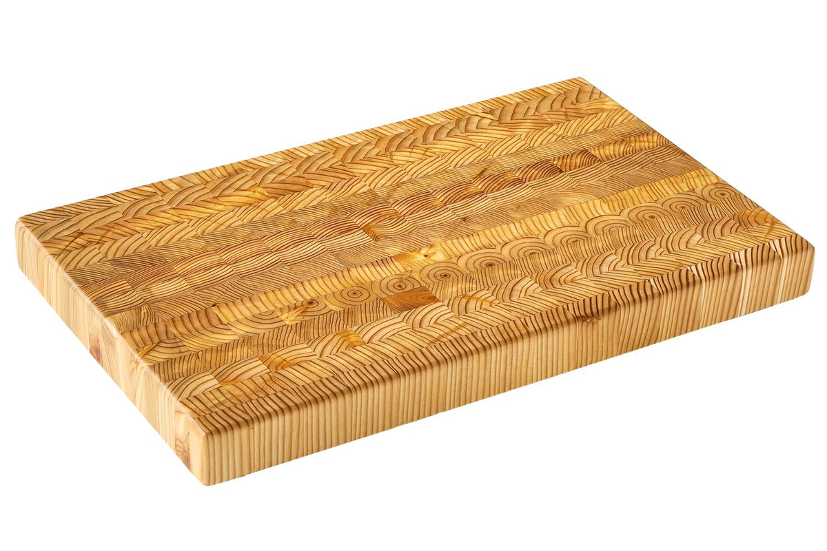LW HANDMADE LARCH WOOD CANADA tabla de cortar grano en extremo para cortes precisos