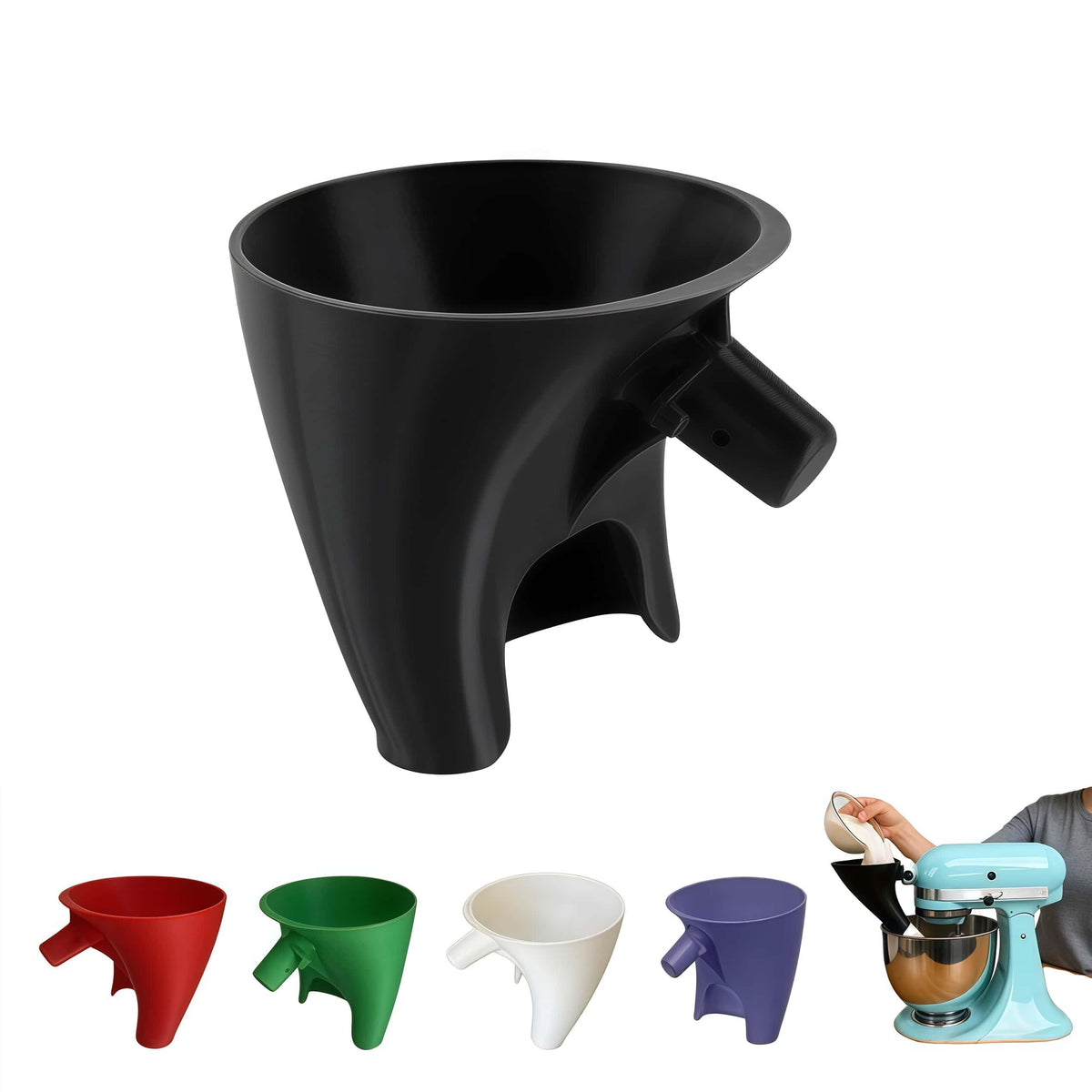 LWOGD embudo de harina para KitchenAid, vertidos limpios y precisos en el tazón.