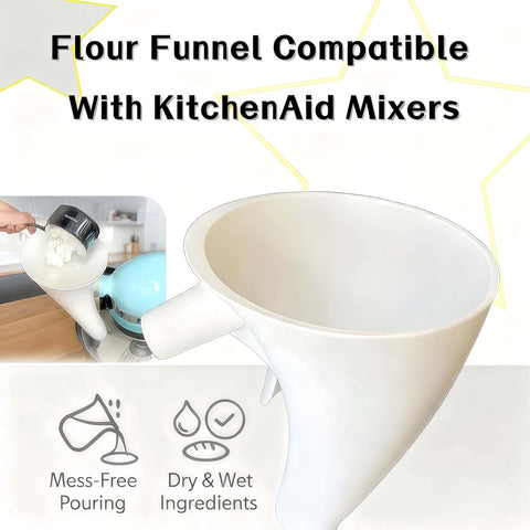LWOGD vertido sin derrames de ingredientes secos y líquidos en KitchenAid.