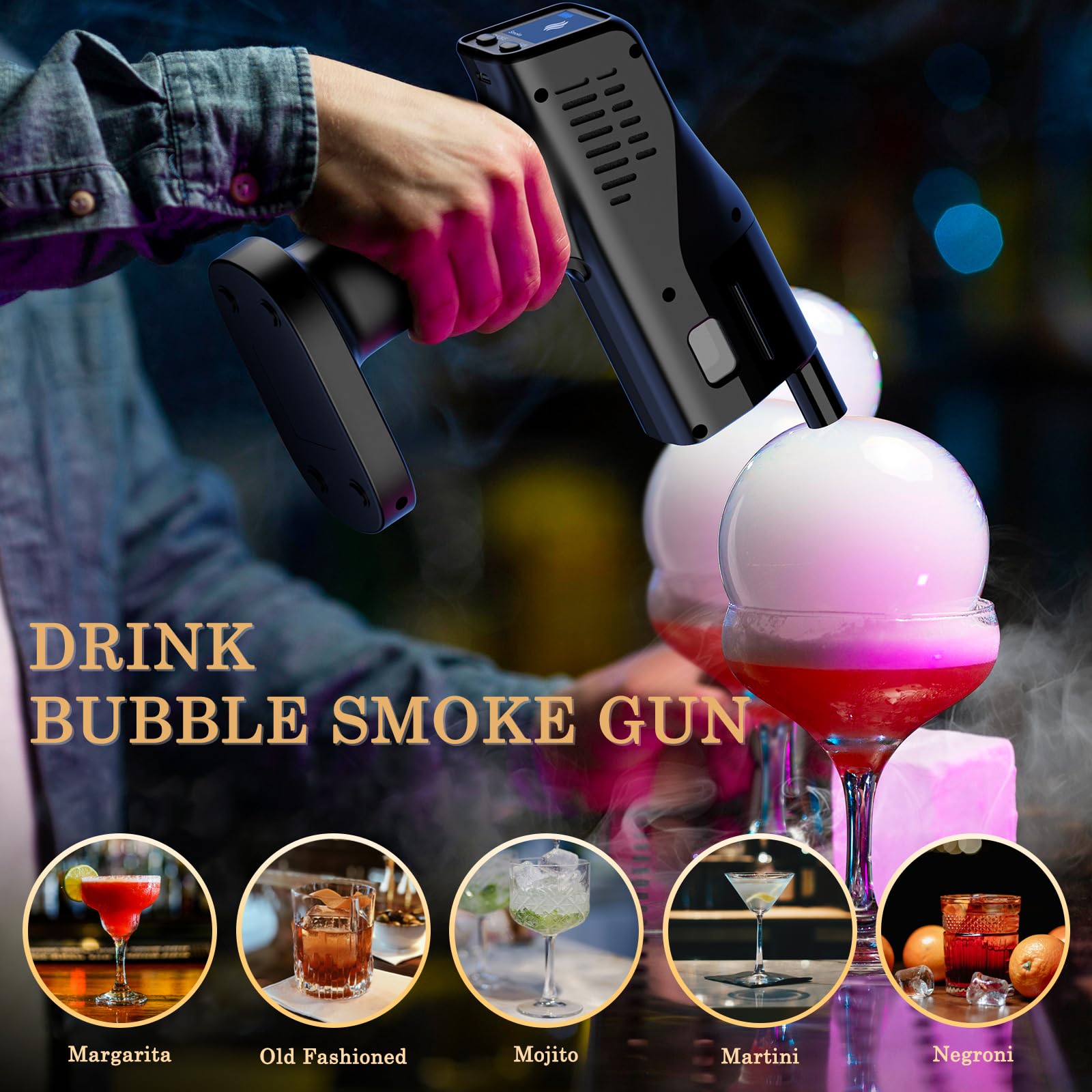LWRT Pistola de humo y burbujas crea burbujas visuales para presentaciones elegantes