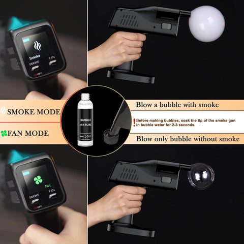 LWRT Pistola de humo y burbujas es portatil con bateria integrada para uso domestico