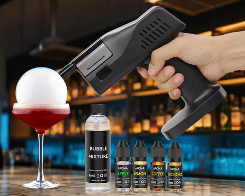 LWRT Pistola de humo y burbujas revela encendido aromático ideal para cocteles
