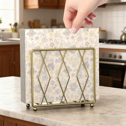 Porta-servilletas estilo coctel dorado, práctico durante reuniones y fiestas