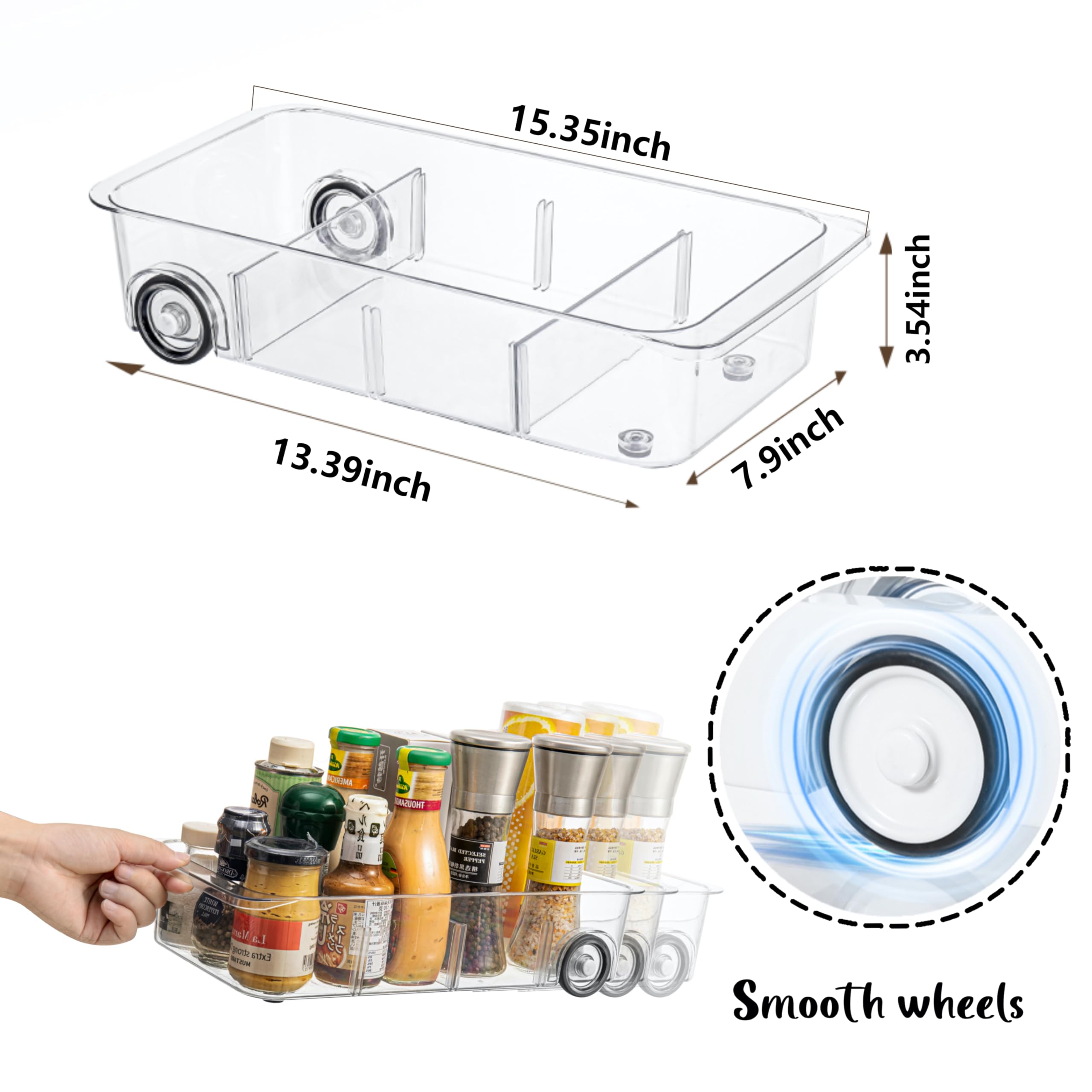 Cesta deslizante LXLXXL con divisores ajustables para crear compartimentos.