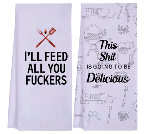 LXOMILL toallas de cocina divertidas con frases para alegrar cualquier cocina.