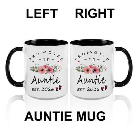 Taza LXQM de 11 onzas para celebrar ser futura tía o tío en 2026.