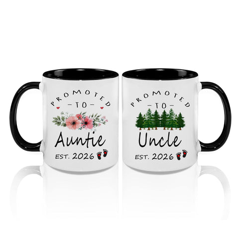 Taza LXQM con anuncio de embarazo 2026 en ambos lados, regalo perfecto.