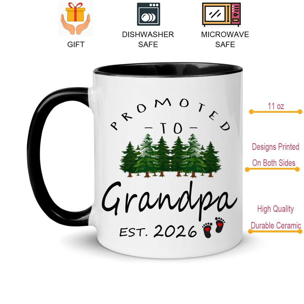 LXQM Taza Promovido a Abuelo 2026, impresión de doble cara para regalo memorable.