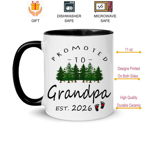 LXQM Taza Promovido a Abuelo 2026, impresión de doble cara para regalo memorable.