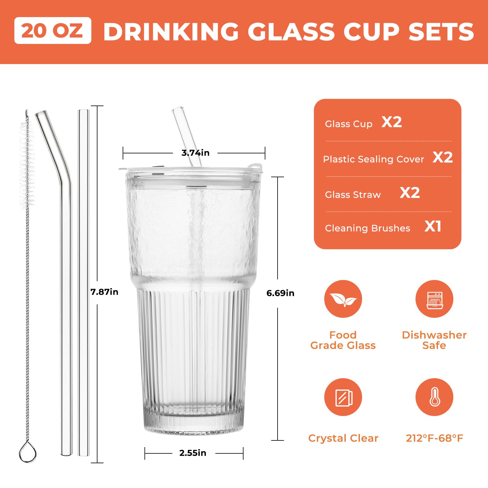 Vaso LYBHWBF con diseño acanalado para bebidas frías elegantes.