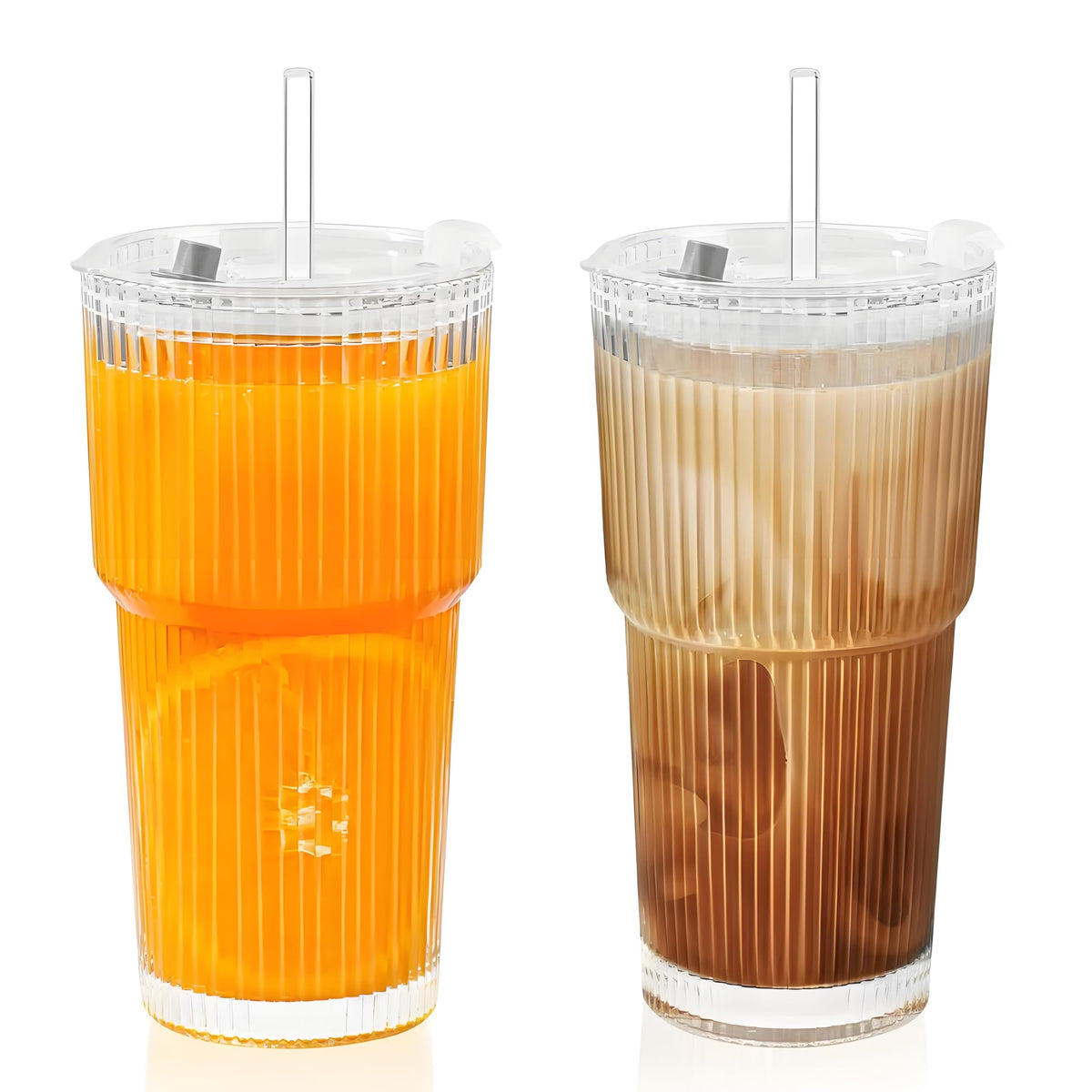 Vaso LYBHWBF de cristal 20oz con tapas y pajitas para bebidas variadas