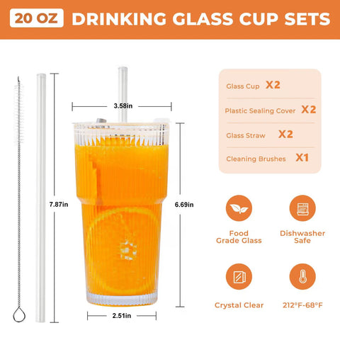Vaso LYBHWBF con diseño acanalado en cristal 20oz