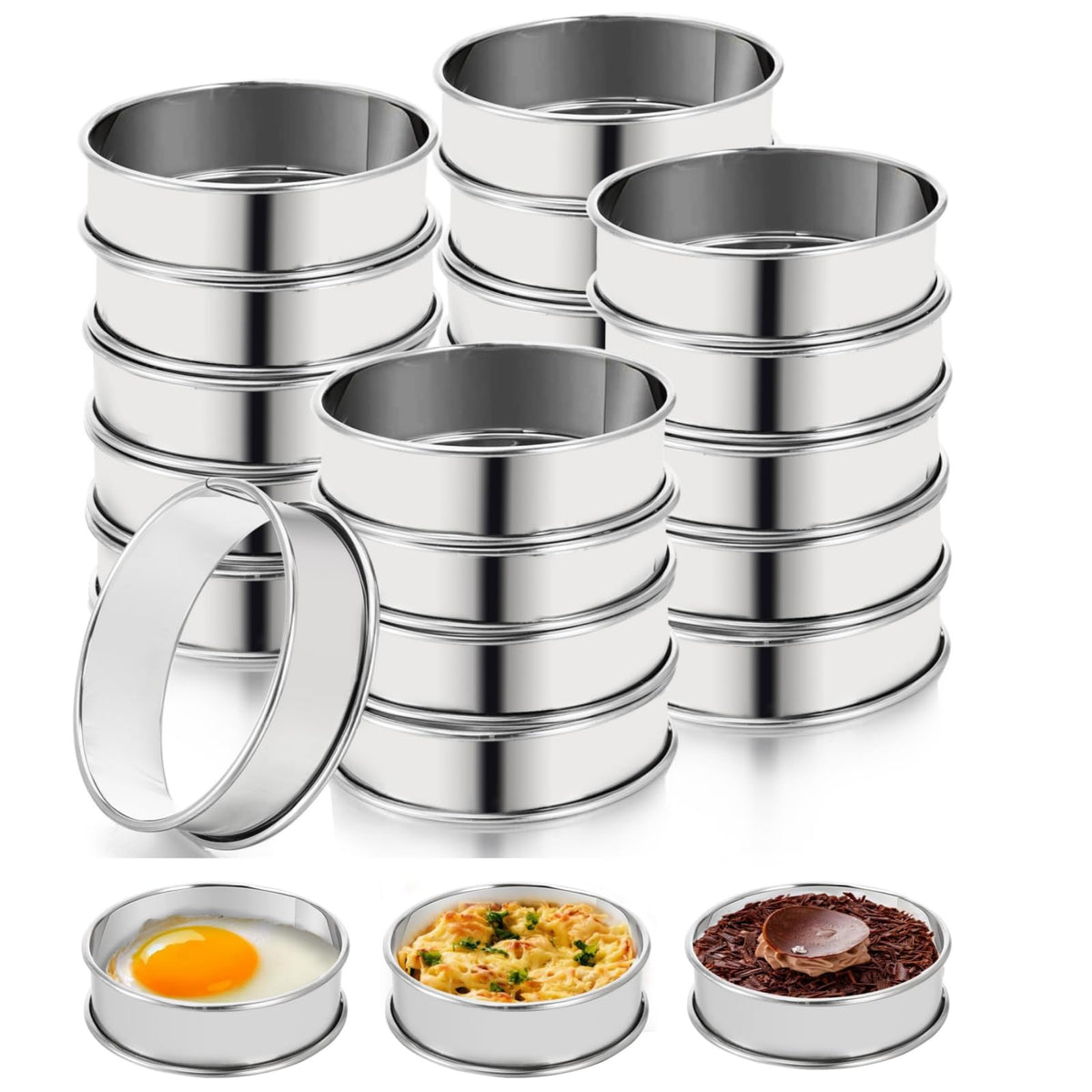 Lyellfe: anillos para muffins y crumpets con doble rodado de 3 pulgadas para hornear de forma uniforme.